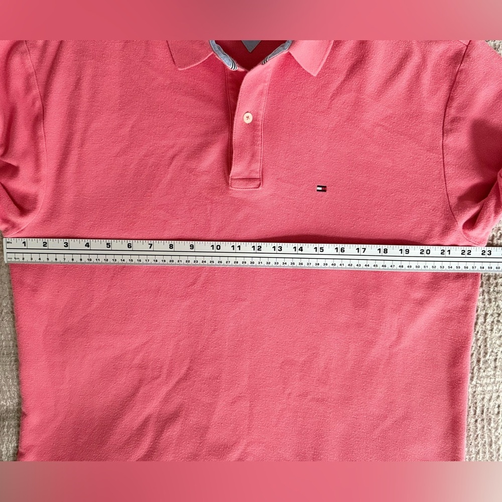 Tommy Hilfiger Men's L Pink Polo Shirt 100% Cotton Flag Logo Preppy - Picture 4 of 13